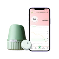 LinX sensor device with smartphone displaying LinX app interface with low alarm